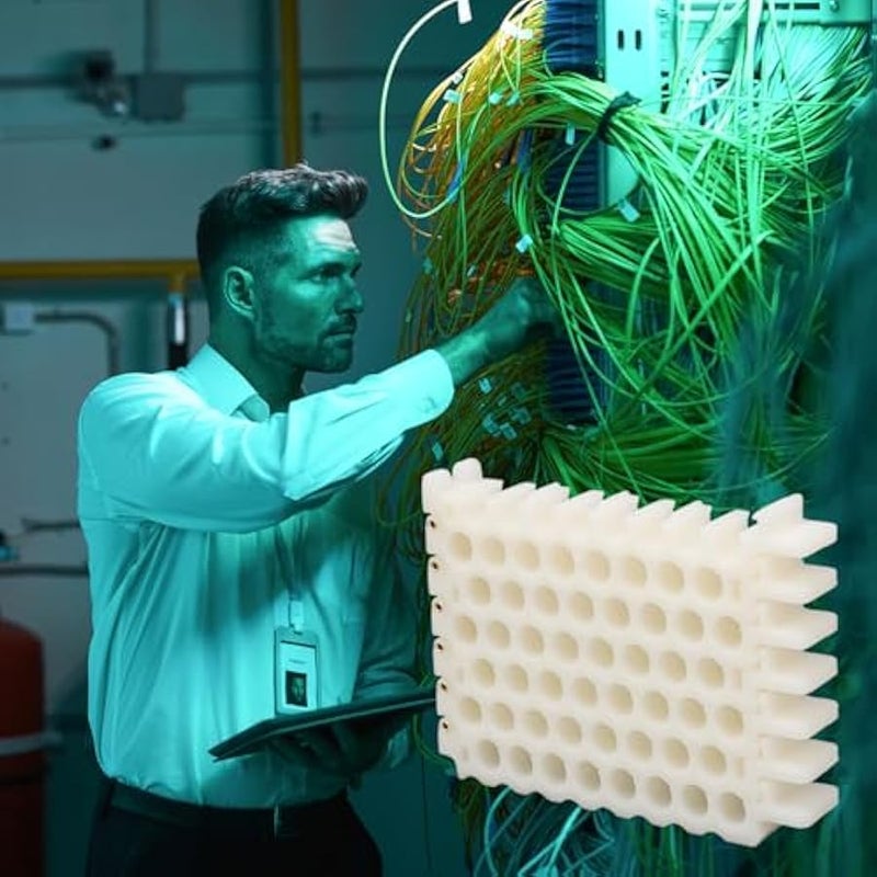 Cable Organizing and Bundler Tool, Cable Dresser for Data Center, 9mm Hole Organizing Bundler Tool Network Cord Hole Comb for CAT5 CAT6 CAT7 Cable (8x6 Holes) - Image 4